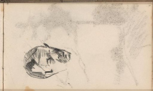 Head, possibly a woman's head with a cap