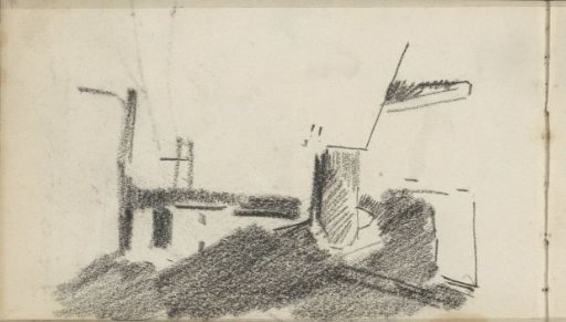 Farmhouses in a landscape