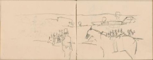 Breaking camp by the horse artillery