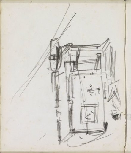 Figure by a wagon, possibly a bathman by a bath carriage