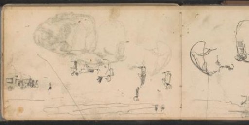 Figures and Carts, Possibly on the Beach
