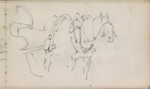 Two harnessed horses