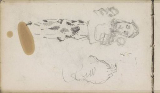 Horse's head and a woman with two children