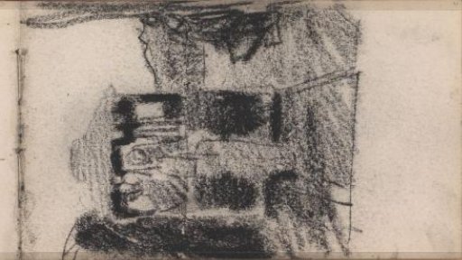 Study, possibly of figures at a building or stall
