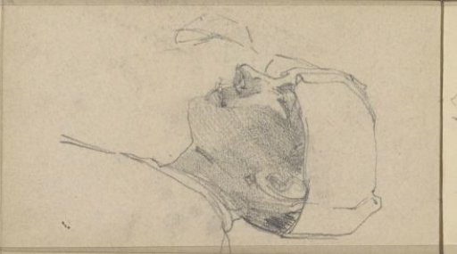 Bust of a young man with a hat, in profile
