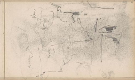 Study, possibly of a figure before buildings