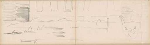 Study, Possibly of Buildings Along the Water