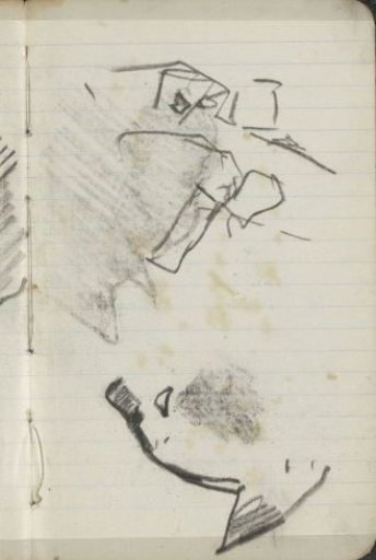Two figure studies and a head of an animal