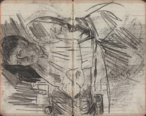 Portrait of an unknown woman at a table