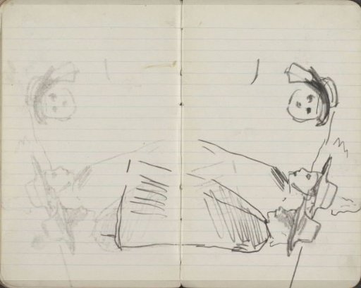 Three figures with hats