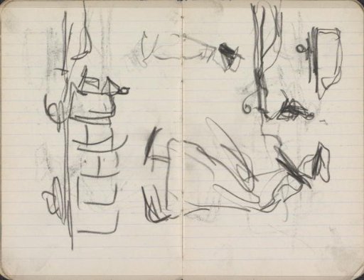 Study sheet with horse-drawn carts and figures