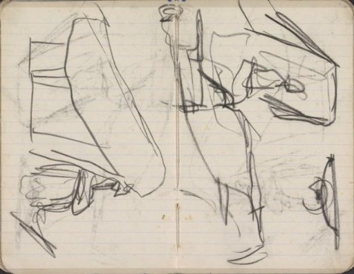 Two studies of a figure on a horse-drawn cart