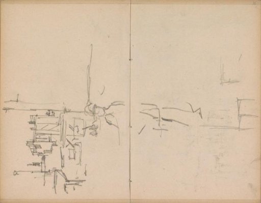 Figure in front of buildings, possibly in Amsterdam