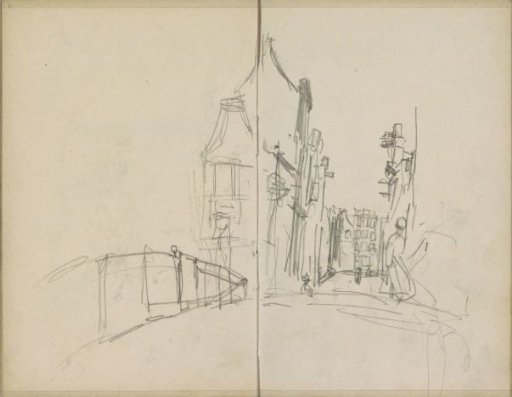 Street in Amsterdam, Seen from a Bridge