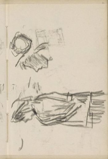 Study sheet with a standing woman and a woman's head