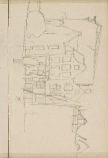 View of a figure in a street, possibly in Amsterdam