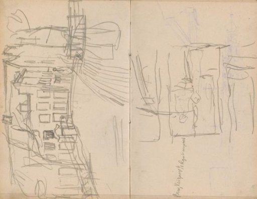 View of the Keizersgracht in Amsterdam at the level of the Reguliersgracht and figure studies