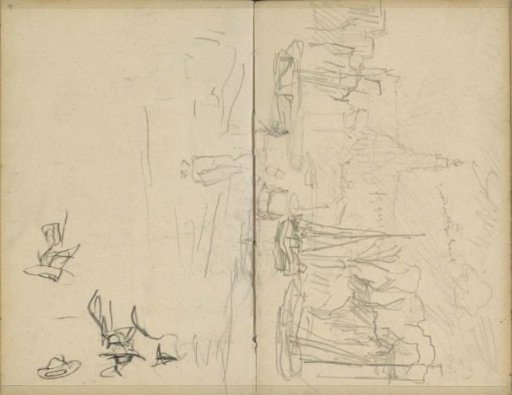 View of the Spaarne in Haarlem with the St. Bavo Church and figure studies