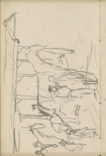 Figures and horses under a canopy or travalje