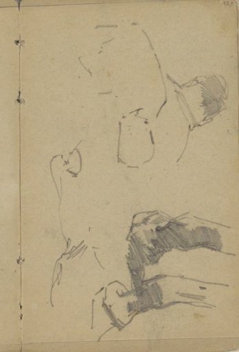 Figure studies and two lower legs of a horse