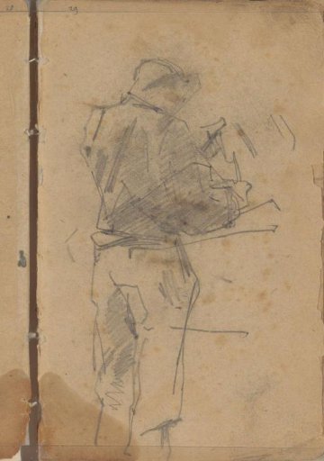Standing man, seen from the back