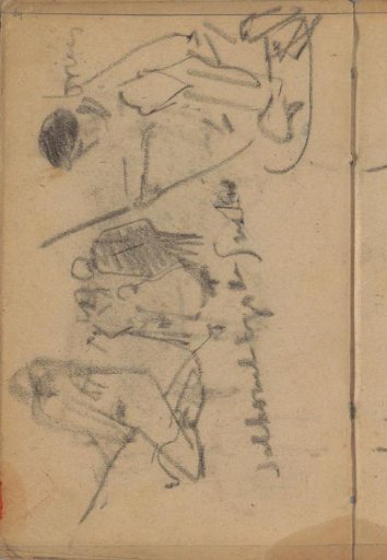 Figures at work, possibly net menders