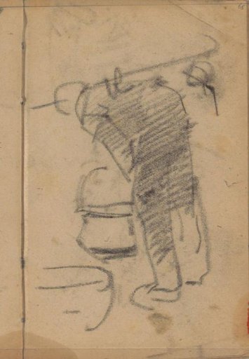 Bending man, possibly a fisherman