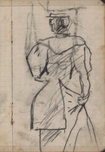 Woman with hat, seen from behind