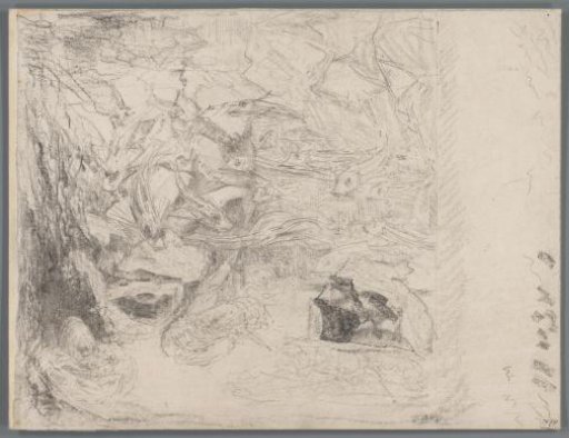 Study of an aquarium with red ponies and crayfish