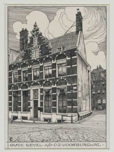 Old Facade on the Oudezijds Voorburgwal in Amsterdam