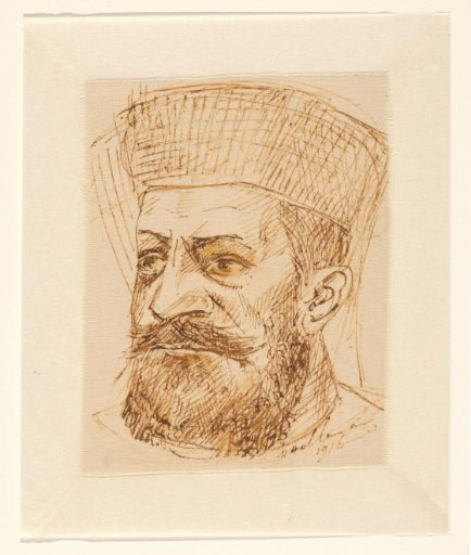 Head of a man with beard and headgear