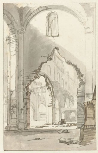 Interior of a Delapidated Church