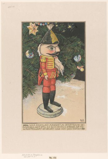 Nutcracker in a hussar's coat by a Christmas tree