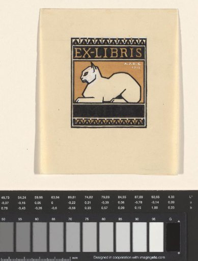 Design for an Ex Libris with a Recumbent Cat
