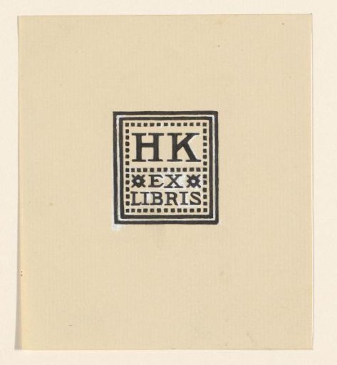 Design for an Ex Libris with the Initials H.K.