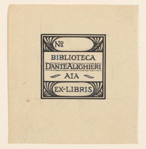 Design for an Ex Libris of the Biblioteca Dante Alighieri