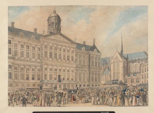 The royal family on the balcony of the Palace on the Dam, 1822
