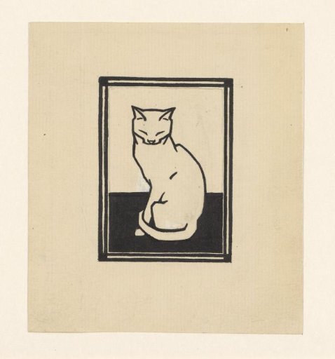 Sitting Cat with Closed Eyes