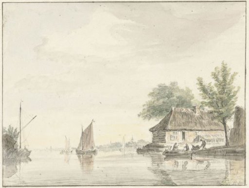 River Landscape with Sailing Boats