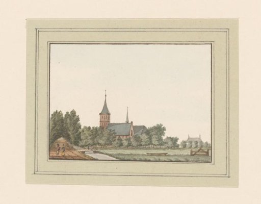 View of the church of the village of Pijnacker