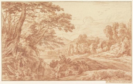 Landscape with a country road on the right