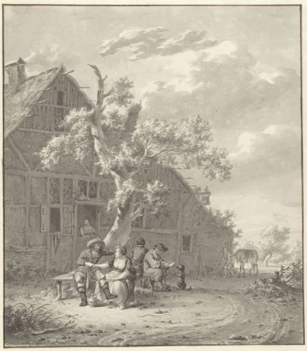 Resting walkers at an inn