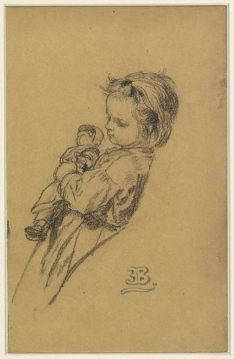 Portrait of Stéphania Maria Anna Isabella de Block-Loor, standing with a doll