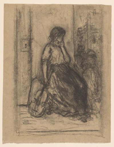 Seated Street Musician with a Violin