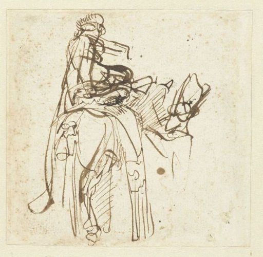 A Man Helping a Rider Mount