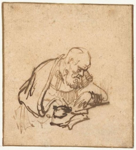 Old, Bearded Man Writing