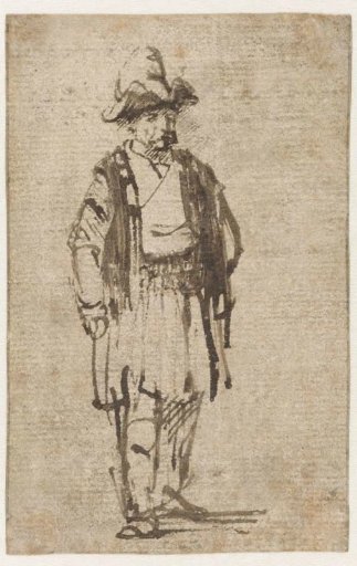 Standing Man Wearing a Hat and a Short Coat