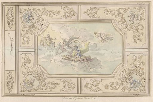 Design for a ceiling painting with Honour (?) crowned by Time