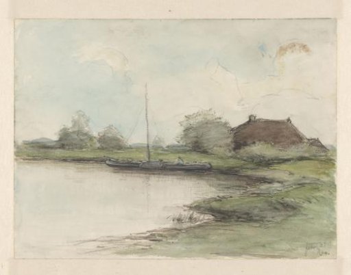Moored barge in the IJssel