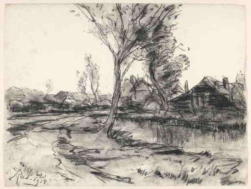 Houses along a road by water